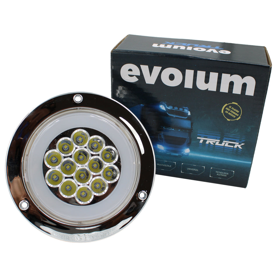 Plafón Redondo 4 Con Bisel Cromo 14led Luz Fija Y C/estrobo F017 Blanco