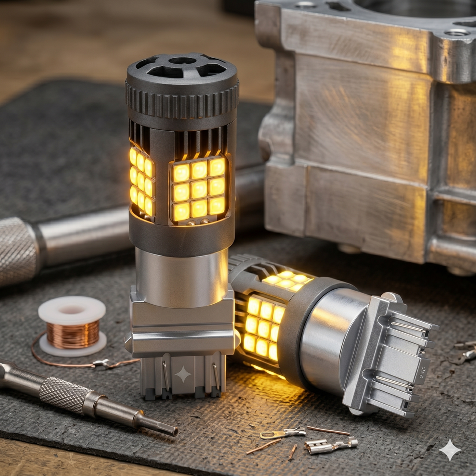 Par Foco Led Bombilla de Pellizco 3157 Ventilador con Estrobo