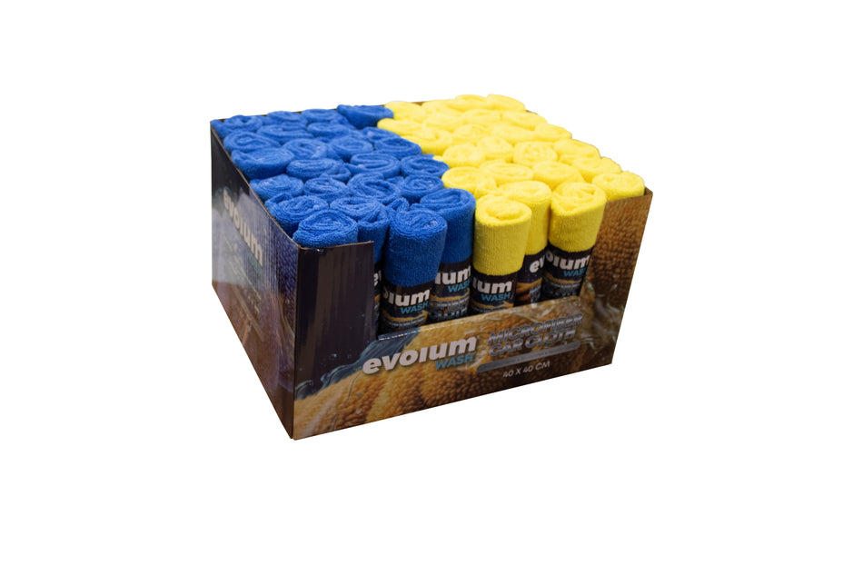 Caja 48 pzs de microfibra 40x40 cm Azul y Amarilla para auto MF-005