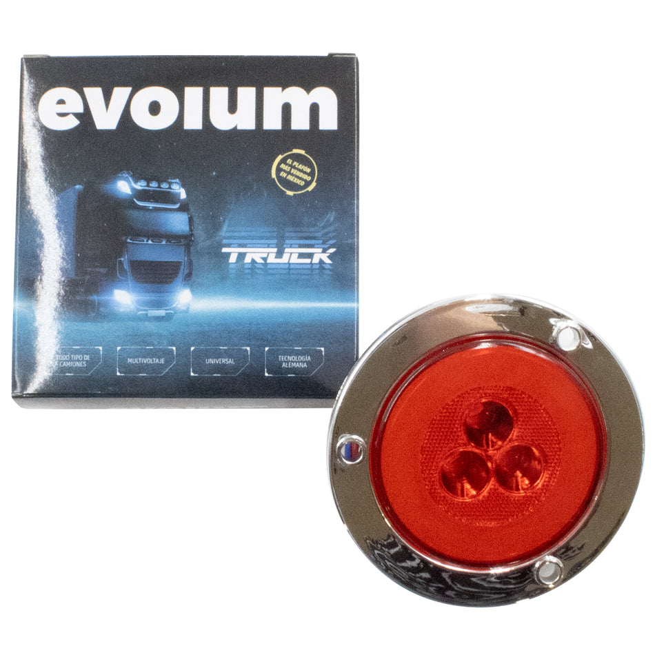 Plafón Redondo 4 Con Bisel Cromo 47led Luz Fija Y C/estrobo TR110 Rojo