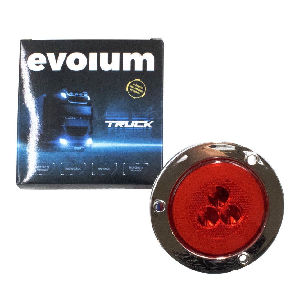 Plafón Redondo 4 Con Bisel Cromo 47led Luz Fija Y C/estrobo TR110 Rojo