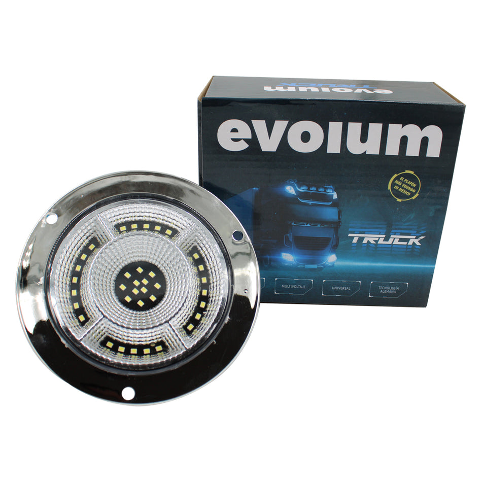 Plafón Redondo 4 Con Bisel Cromo 47led Luz Fija Y C/estrobo TR113 Blanco