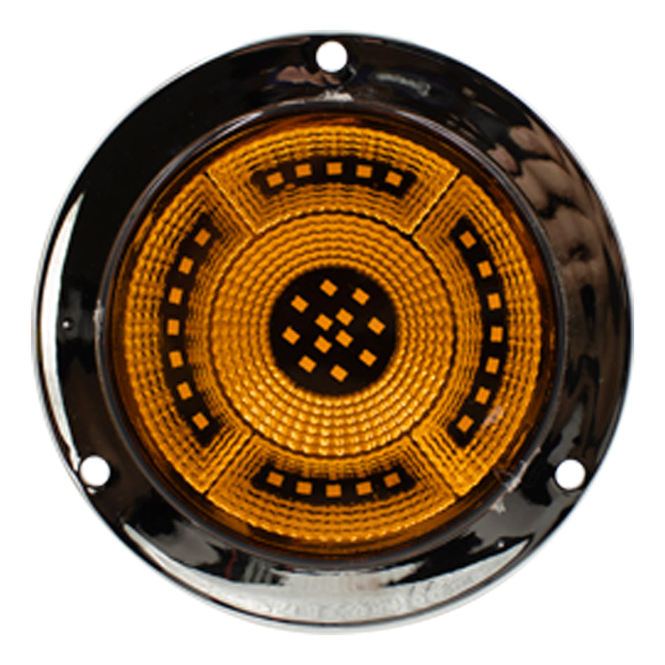 Plafón Redondo 4 Con Bisel Cromo 47led Luz Fija Y C/estrobo TR113 Ámbar