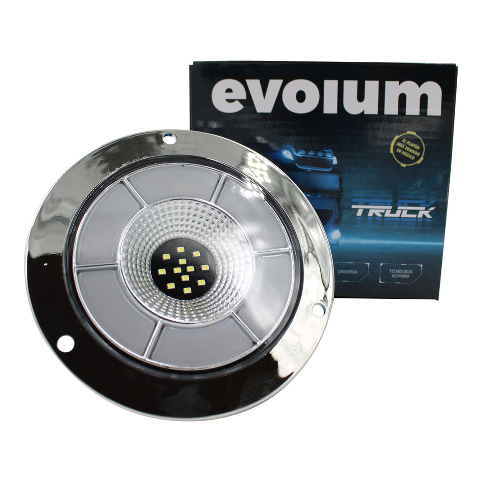 Plafón Redondo 4 Con Bisel Cromo 47led Luz Fija Y C/estrobo TR114 Blanco