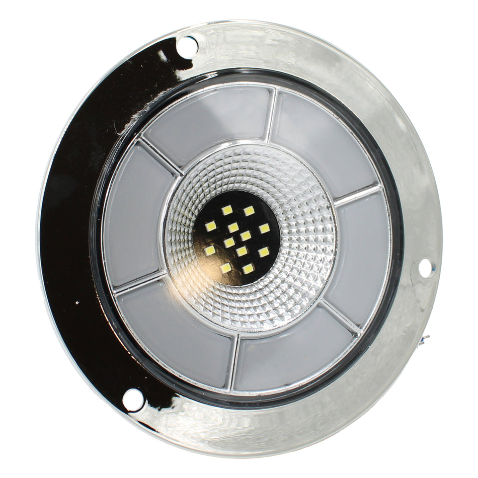 Plafón Redondo 4 Con Bisel Cromo 47led Luz Fija Y C/estrobo TR114 Blanco