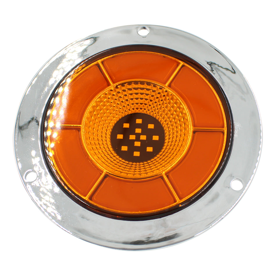 Plafón Redondo 4 Con Bisel Cromo 47led Luz Fija Y C/estrobo TR114 Ámbar