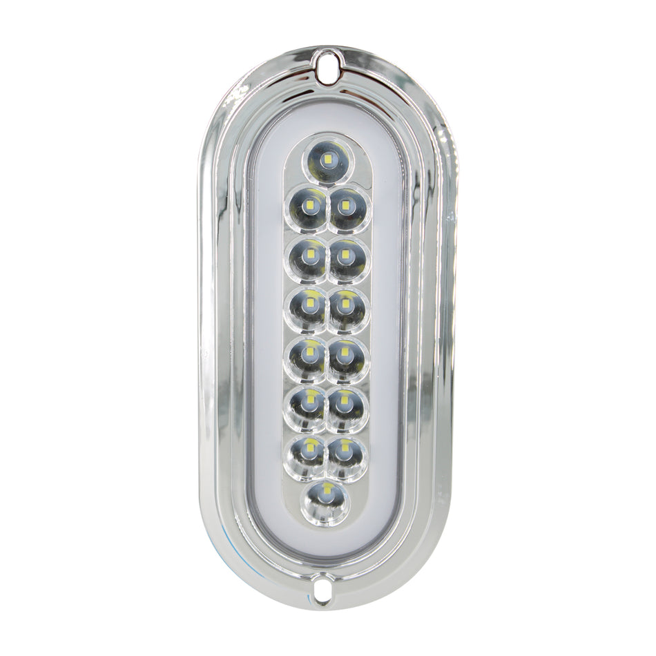 Plafón Led Rectangular 6.5¨ con Bisel Cromo C/Estrobo Tr124 Blanco