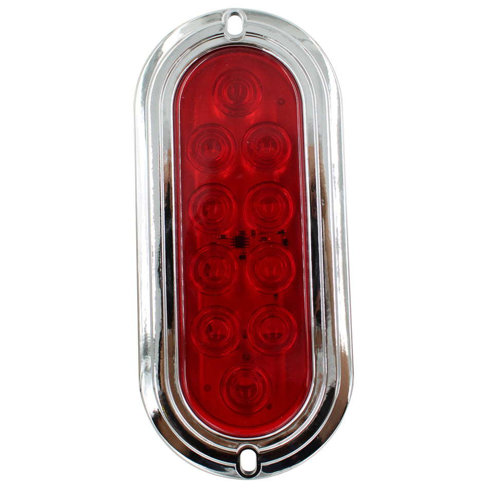 Plafón Led Rectangular 6¨ con Bisel Cromo C/Estrobo X004 Rojo