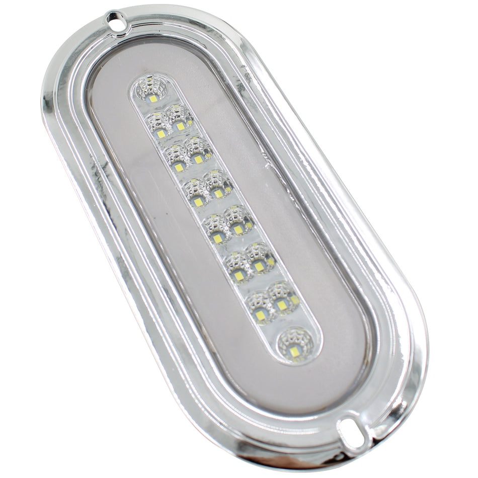 Plafón Led Rectangular 6¨ con Bisel Cromo C/Estrobo X009 Blanco